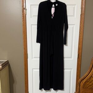 VENUS Black Long Sleeve V-Neck Maxi Romper